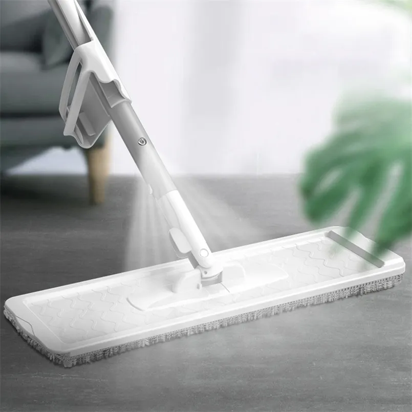 2 en 1 Spray Mop Lavage à la main gratuit Vadrouille plate Lazy 360 Rotating Magic Mop avec Squeezing Floor Cleaner Outil de nettoyage domestique 211215