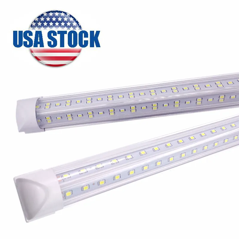 LED 샵 라이트 8 피트 144W 튜브 조명, 듀얼 양면 V 자 모양 통합, AC85-265V SMD2835 클리어 커버 쿨 화이트 6000K, LED 쿨러 도어 조명 25 팩