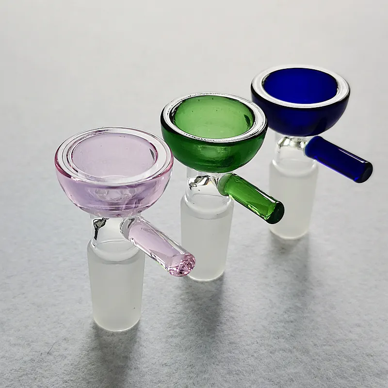 Ciotola di vetro all'ingrosso Accessori per fumatori Ciotola multicolore per tubi dell'acqua Bong in vetro Olio Dab Rigs Strumento per tabacco con giunto maschio 14mm 18mm