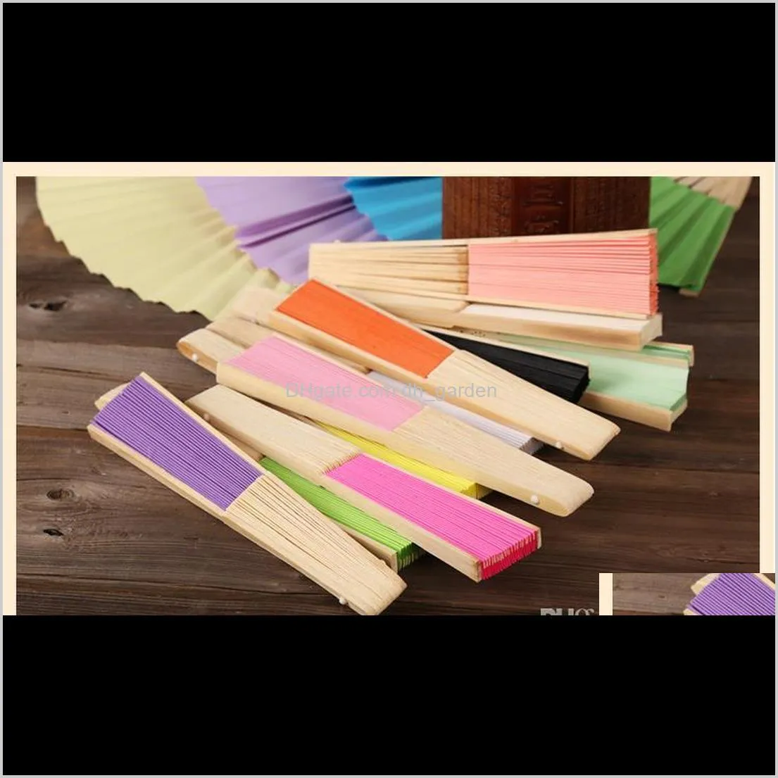 19 colors folding paper bamboo hand fans outdoor wedding favors party event decorations best christmas gift sn1317