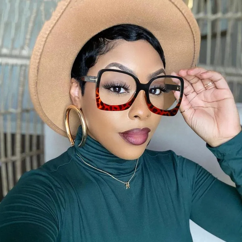 Gafas De Sol 2021 Gafas Cuadradas De Gran Tamano Para Mujer Y Hombre Monturas Opticas A La Moda Monturas De Gafas Retro Con Prescripcion Clara De Leopardo Para Mujer De 9 2 DHgate