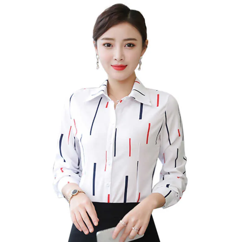 Koreańskie Kobiety Koszule Ol Bawełniane Eleganckie Dot Print Bluzka Blusas Mujer De Moda Kobieta Z Długim Rękawem Plus Rozmiar 210531