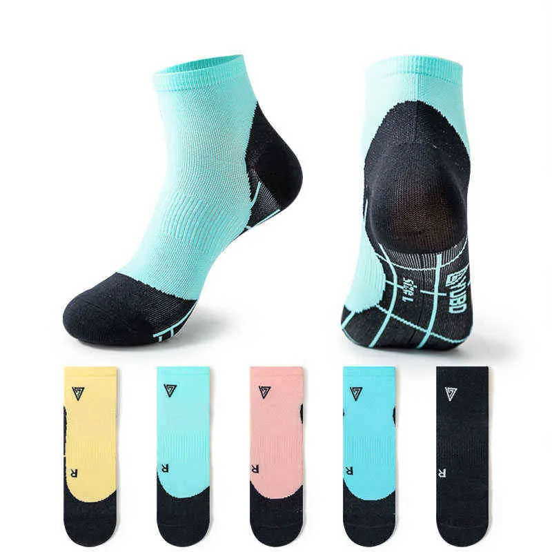 Sport chaussettes de course à séchage rapide hommes/femmes couleur vive respirant professionnel athlétique Fitness extérieur Marathon court cheville chaussette Y1222