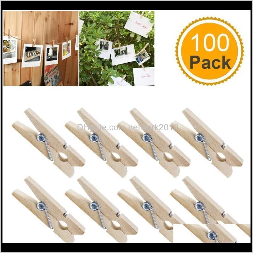 ROSENICE 100pcs Mini Natural Wooden Clothe Photo Paper Peg Clothespin Craft Clips 3.5cm