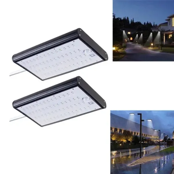 ARILUX Solarbetriebene 56 LED-Straßenlaterne mit Bewegungsmelder, 4400 mAh, 450 lm, wasserdichte Wandleuchte für den Außenbereich
