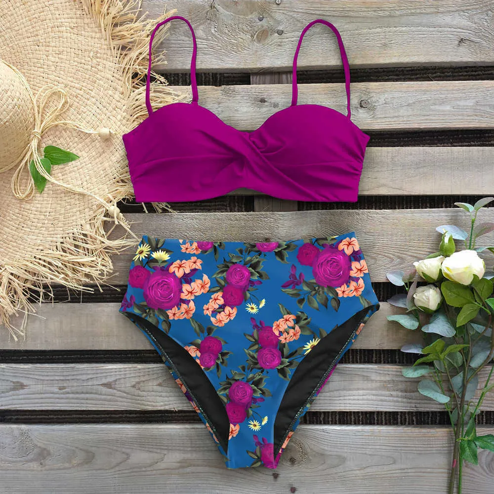 Susanny Womens Sexy Floral Swimwear Menstrual Leakproof High Cut