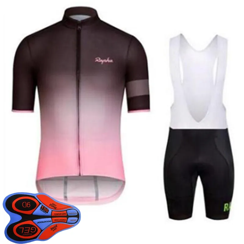 Pro Team Rapha Cykling Jersey Set Sommar Mens Kortärmad Bike Outfits Racing Cykel Kläder Utomhus Sport Uniform Ropa Ciclismo S21040611