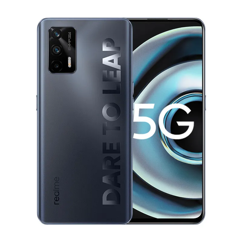 Téléphone portable d'origine Realme Q3 Pro 5G 6 Go de RAM 128 Go de ROM MTK Dimensity 1100 64.0MP AI Android 6.43 "AMOLED plein écran empreinte digitale ID visage 4500mAh téléphone portable intelligent