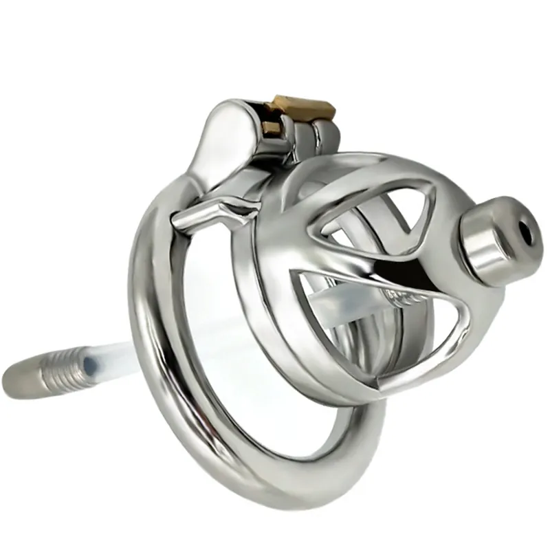 Massage Frrk Cock Penis Ring Rostfritt Stål Stealth Lock Male Chastity Device Urethral Plug With Silicone Cateter Vuxen Sexleksaker