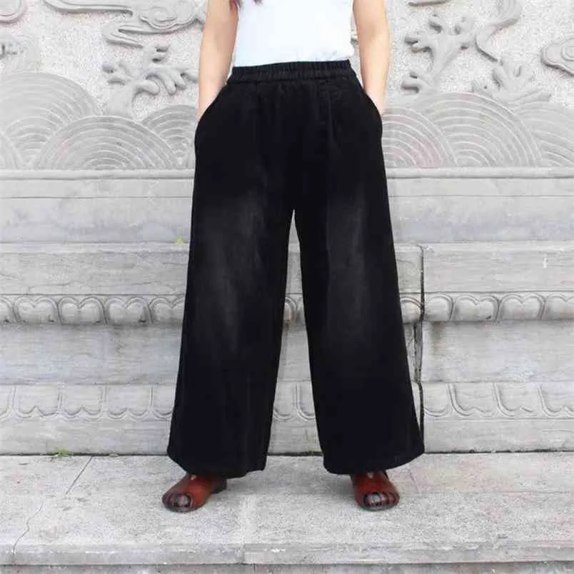 Pantalon Femme Velours Côtelé - Coupe Droite, Taille Élastique - Confort Bureau Et Week-End - Uni