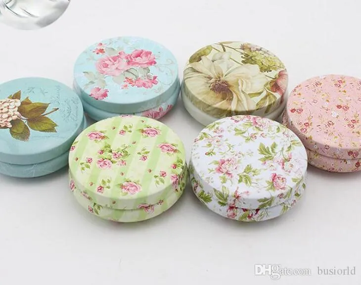 Floral Pastoral Iron Storage Tank Box Bins Cans Metal Round Coffee Tea Snacks Candy Tin Storage Container Decorbox