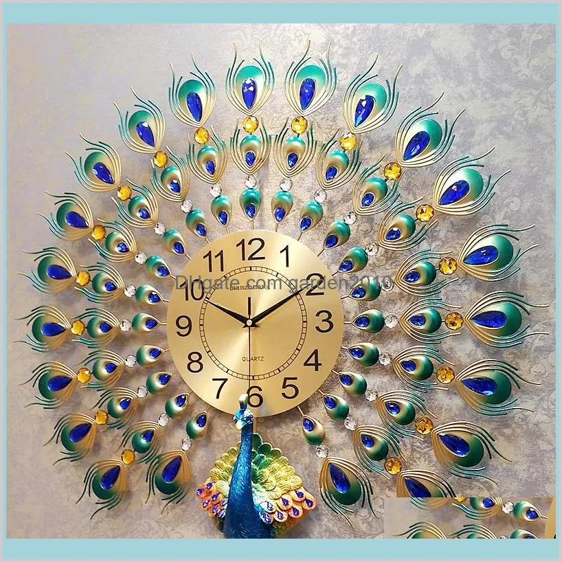 3D Peacock Wall Clock Europe Decor