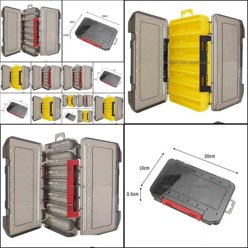 Double Sided Fishing Lures Baits Storage Box Plastic Store Case 14 Compartments Large Capacity Tackle Boxes Accessories