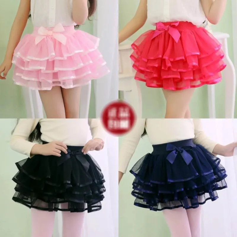 Bow Rainbow Tutu Jupes Pour Bébés Filles Fluffy Mesh Dance Jupe Ballet Party Tulle Princesse Pettiskirt / saia / jupe tulle fille 210331