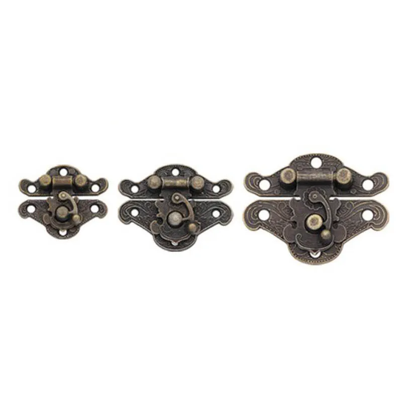 500pcs Antique Bronze Hasp Latch Jewelry Wooden Box Lock Mini Cabinet Buckle Case Locks Decorative Handle 3 Size