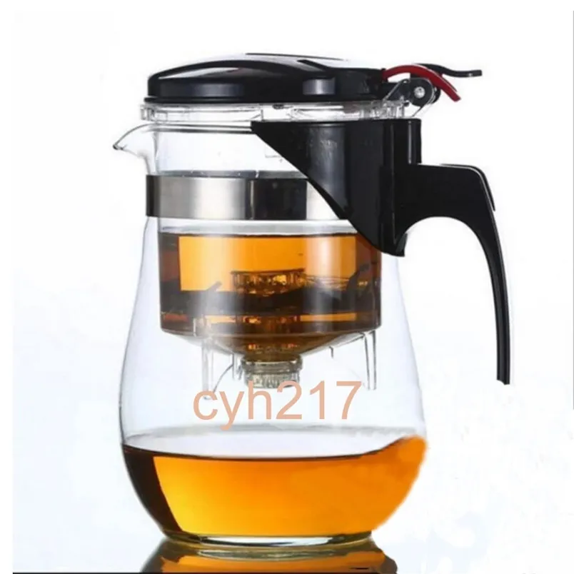 高品質の耐熱ガラスティーポットカンフーセットプーケトルコーヒーメーカー便利オフィスポット210813