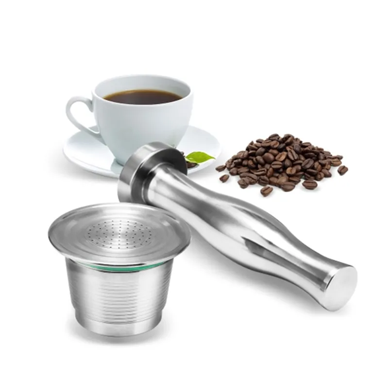 Aço inoxidável Nespresso Café Tamper Reusável Cápsula Capsule Vagem de Grau de Alimentos para Máquina 210423