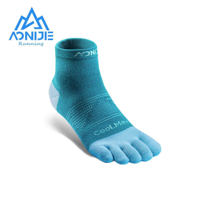 Aonijie E4806 2 Par Ultra Run Middle Tube Fem Toe Socks Quarter Socks Toesocks för att köra Marathon Race Trail 210727