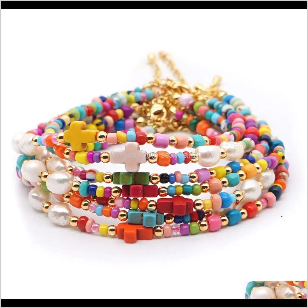 minority design rainbow rice cross national style baroque natural freshwater pearl anklet female