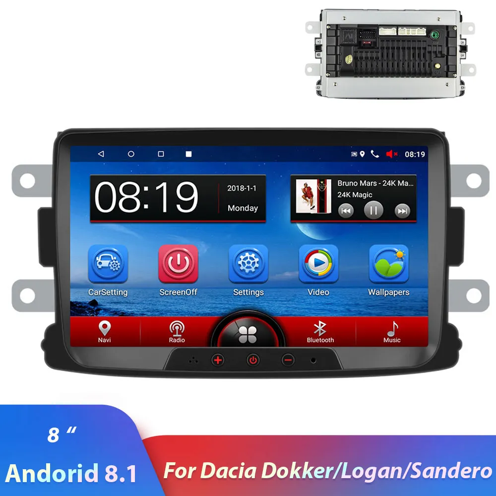 2Din Auto Radio 8'' Android 8,1 Auto-Multimedia-Player GPS Wifi Mirrorlink Für Renault Sandero Duste Logan Dokker Autoradio