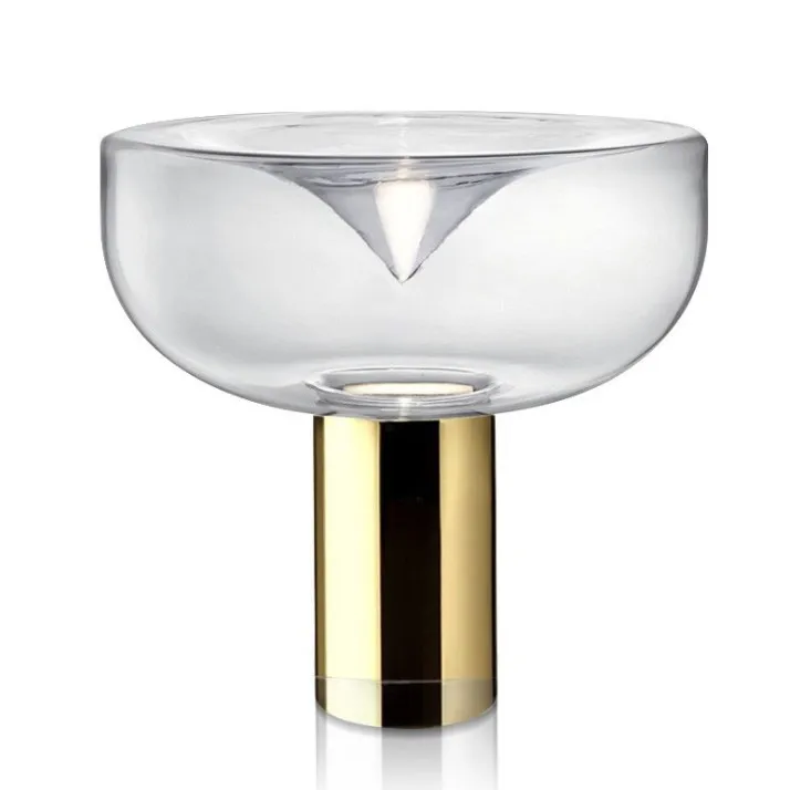 Trichter Leucos Tischlampe Glas E27 Gold Designer Für Wohnzimmer Schlafzimmer Nachttisch Arbeitszimmer minimalistischer Schreibtisch