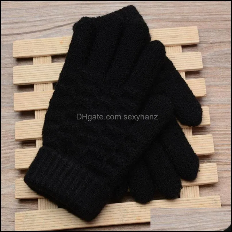 New Fashion Kids Thick Knitted Gloves Warm Winter Gloves Children Stretch Mittens Boy Girl Infant Solid Guantes Hand Accessories1