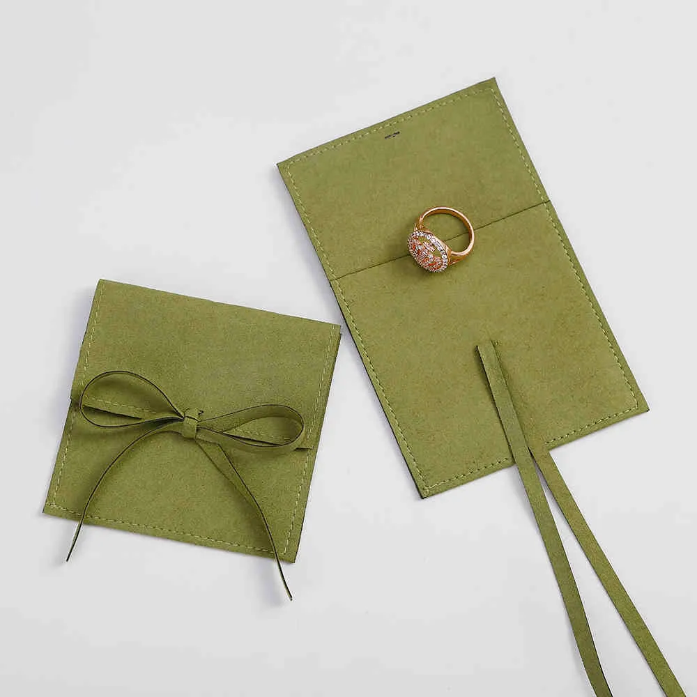 Pequeñas bolsas de terciopelo de microfibra plegadas, paquete de joyería elegante para anillo de boda, pendientes, collar, regalos de Navidad, bolsa de embalaje