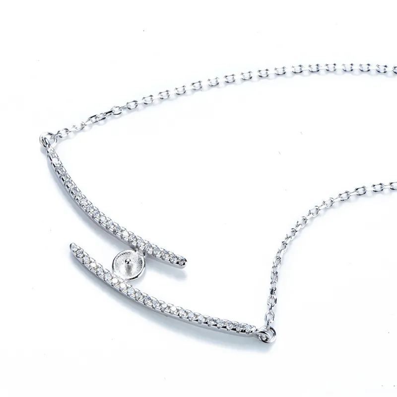 Réglages du collier pour montage de perles Deux lignes Zircon Argent sterling 925 Base de la chaîne à maillons 5 pièces