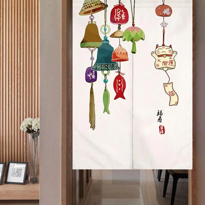 カーテンドレープジャパンスタイルドア漫画パーティションカーテンリビングルームの寝室のキッチン半分のための装飾