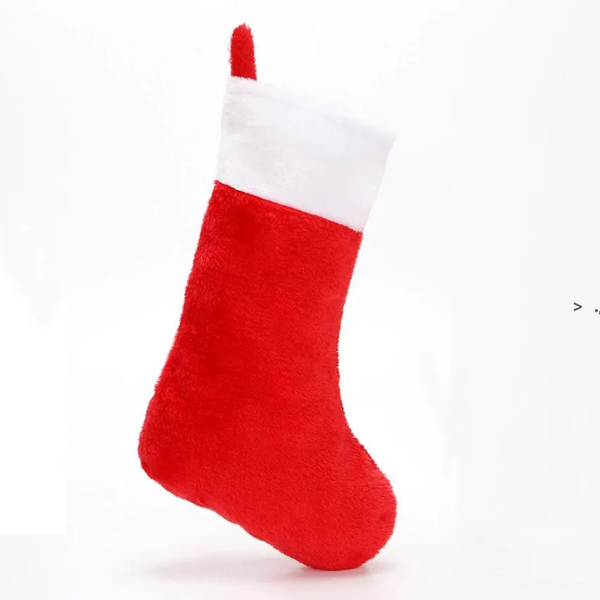 Red Christmas Stockings Xmas Tree Pendant Hanging Decoration Socks Candy Gift Bag Short Velvet Santa Classic Felt Stocking LLA8654