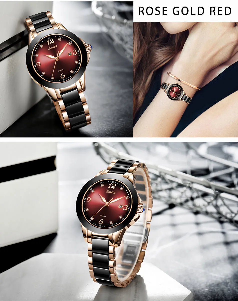 Luxury Ceramic And Alloy Sterns Watches Ladies With Analog Display