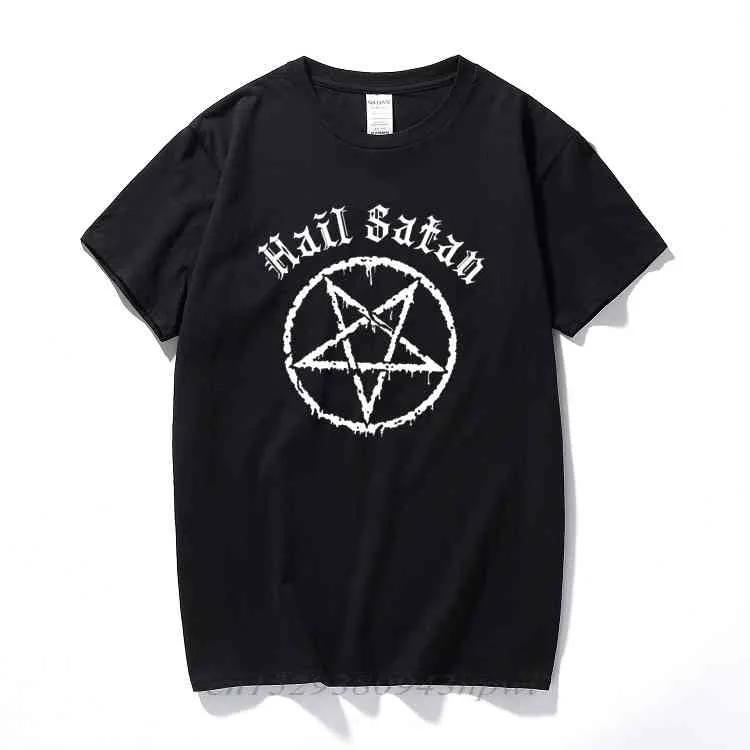 Hail Satan T-shirt Pentagram Rock Goth Unholy Satanic Punk Emo Alternativ Gift Fashion Streetwear Tee Shirt Homme