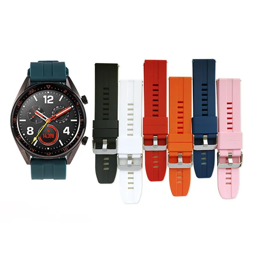 20 / 22mm bandjes Watchband Sport Siliconen Band voor Samsung Galaxy Watch Active 2 Huawei GT2 Watch Band Garmin
