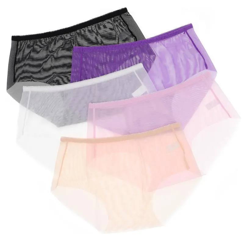 Mulheres Sexy Underwear Seamless Transparente Calcinha Levanta Lady's Briefs 5 pcs / lote
