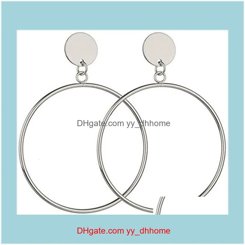 JeRy Geometric Double Circle Round Stud Earrings Women`s Lucky Number 8 Shape Hollow Big Hoop Earring & Huggie