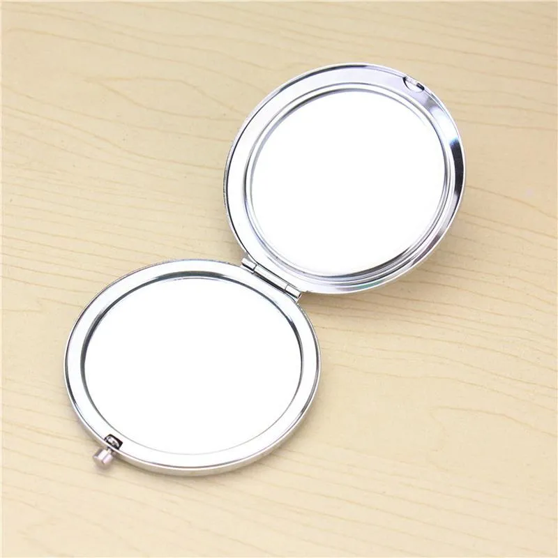 Crystal Metal Little Mirrors Portable Pocket Mini Cosmetic Mirror Round Women Cosmetics Clamshell Looking Glass BH5234 TYJ