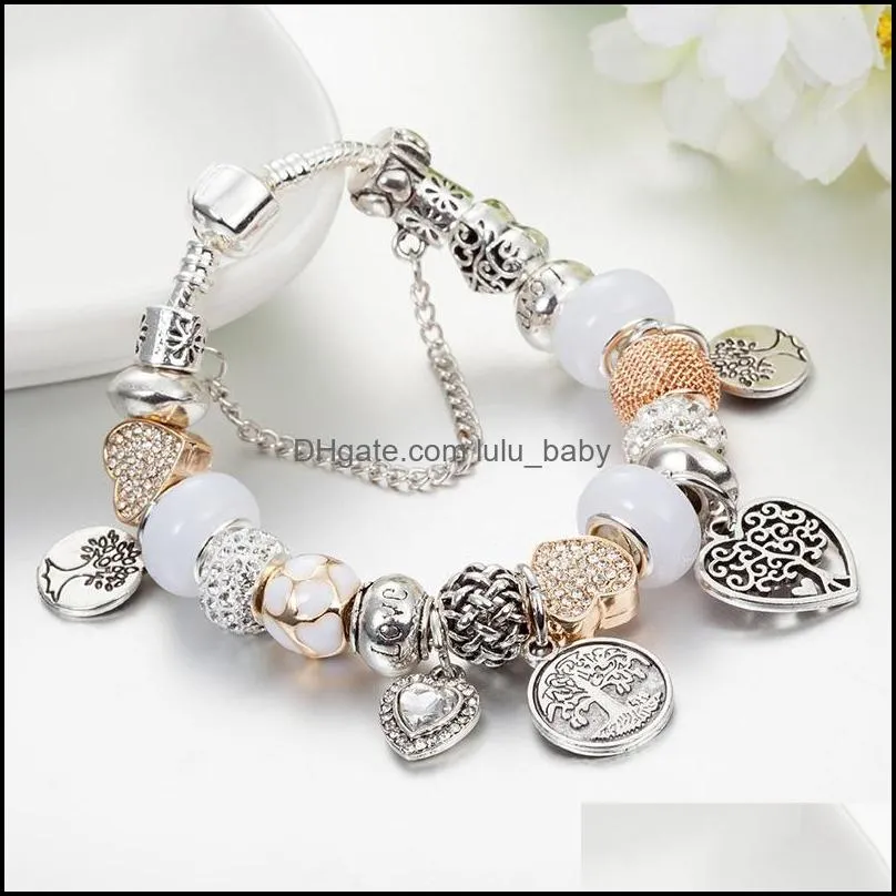 High Quality Glamour Life Tree Pendant Bracelet Suitable for  Silver Plated DIY Beaded Pendant Bracelet Original Box Set