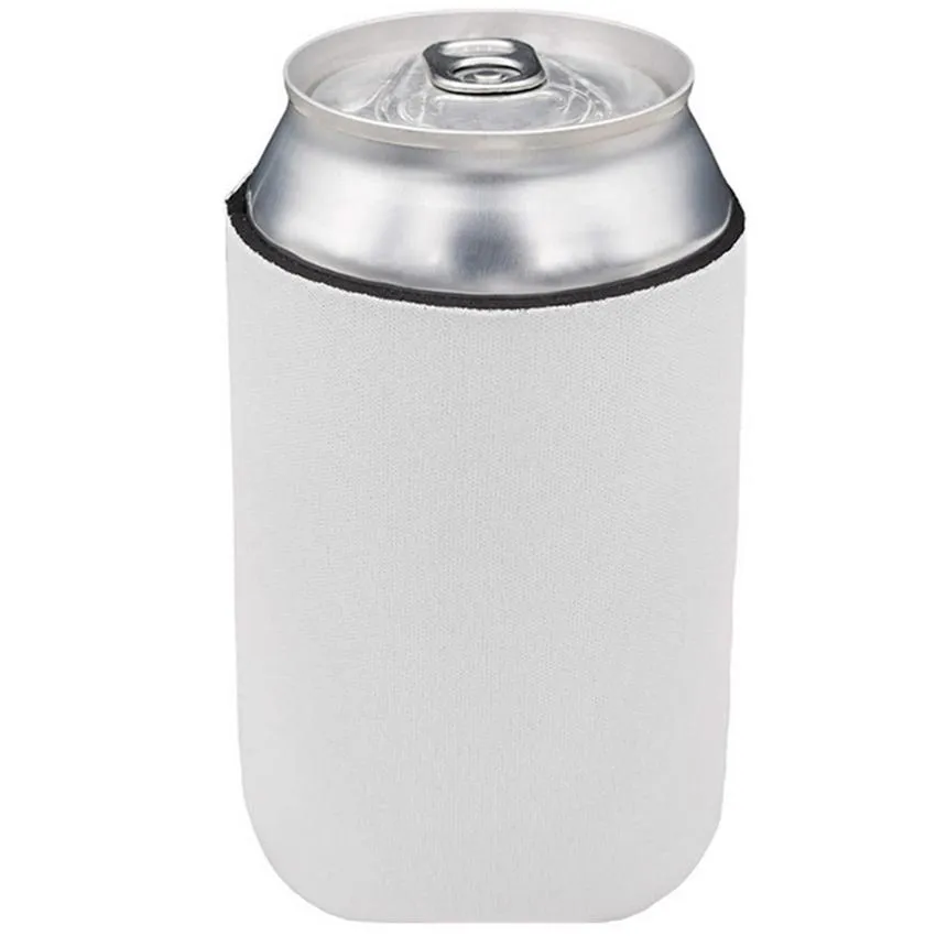 Wholesale! Neoprene Sublimation White Blank Cup Holder for 12oz Can Cooler Heat Transfer DIY Cook Cover for Beer Water Bottles A12