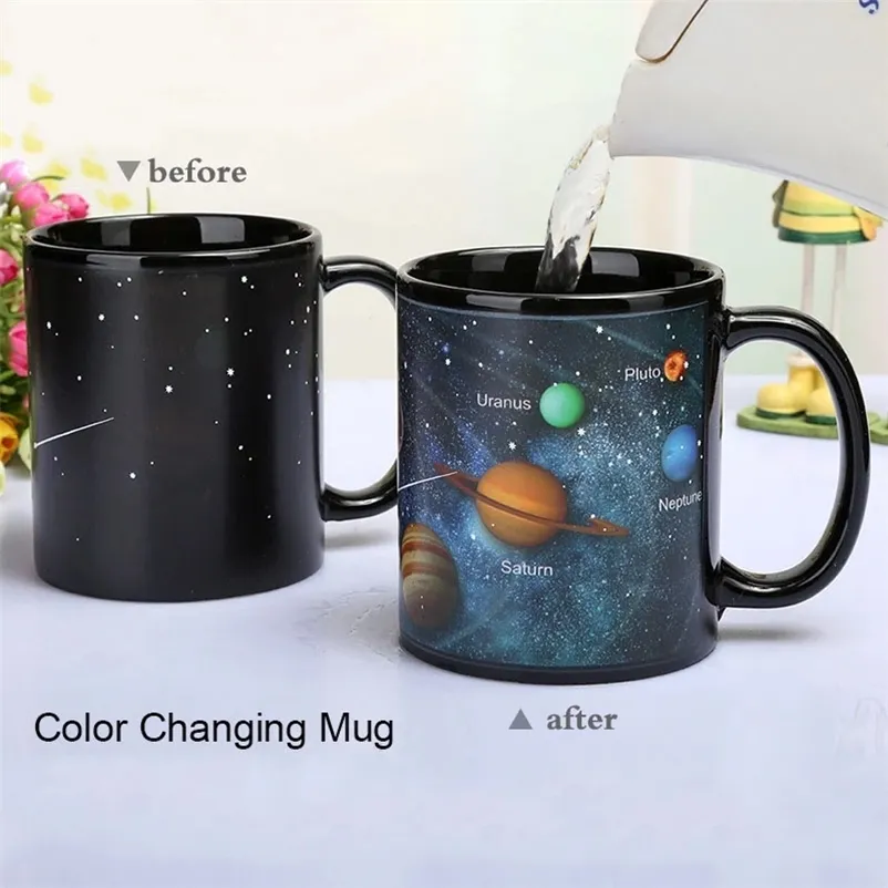 Internaul Creative Ceramic Mug Color Changing Mug Heat Revealing Coffee Cup Friends Gift Student Breakfast Tumbler Star 210804