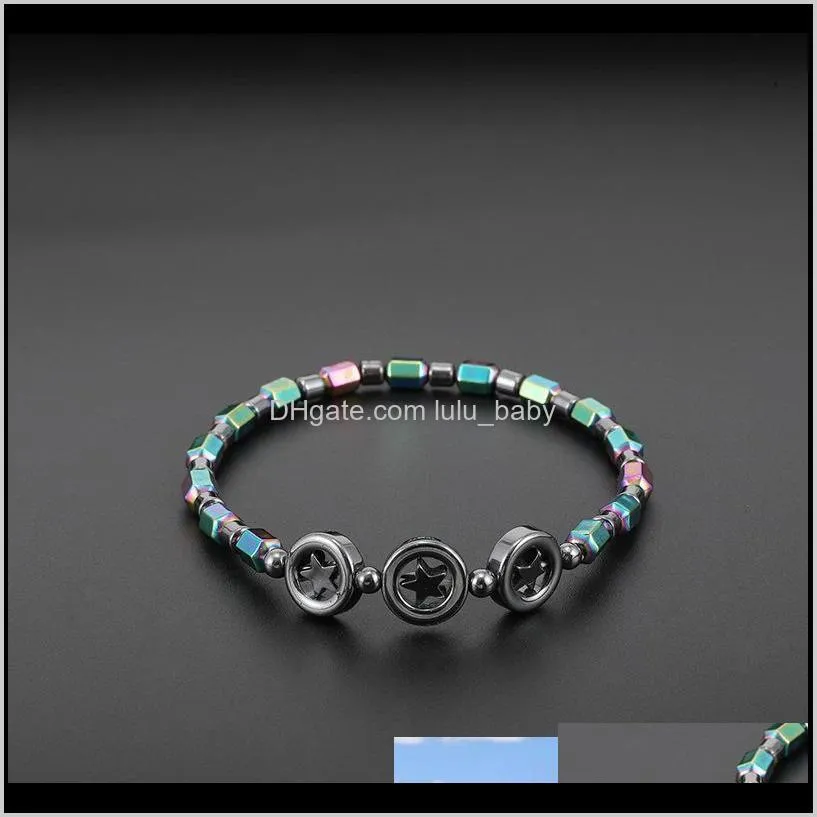 new circle five star pendant magnetic black stone bead anklet ab color health care magnetic anklets for women will and sandy drop ship