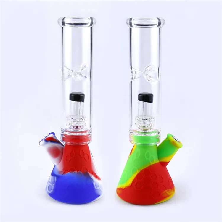 filtration beaker smoking bongs Portable silicone water pipe oil dab rig with glass filter bowl for smoke unbreakable wholesale