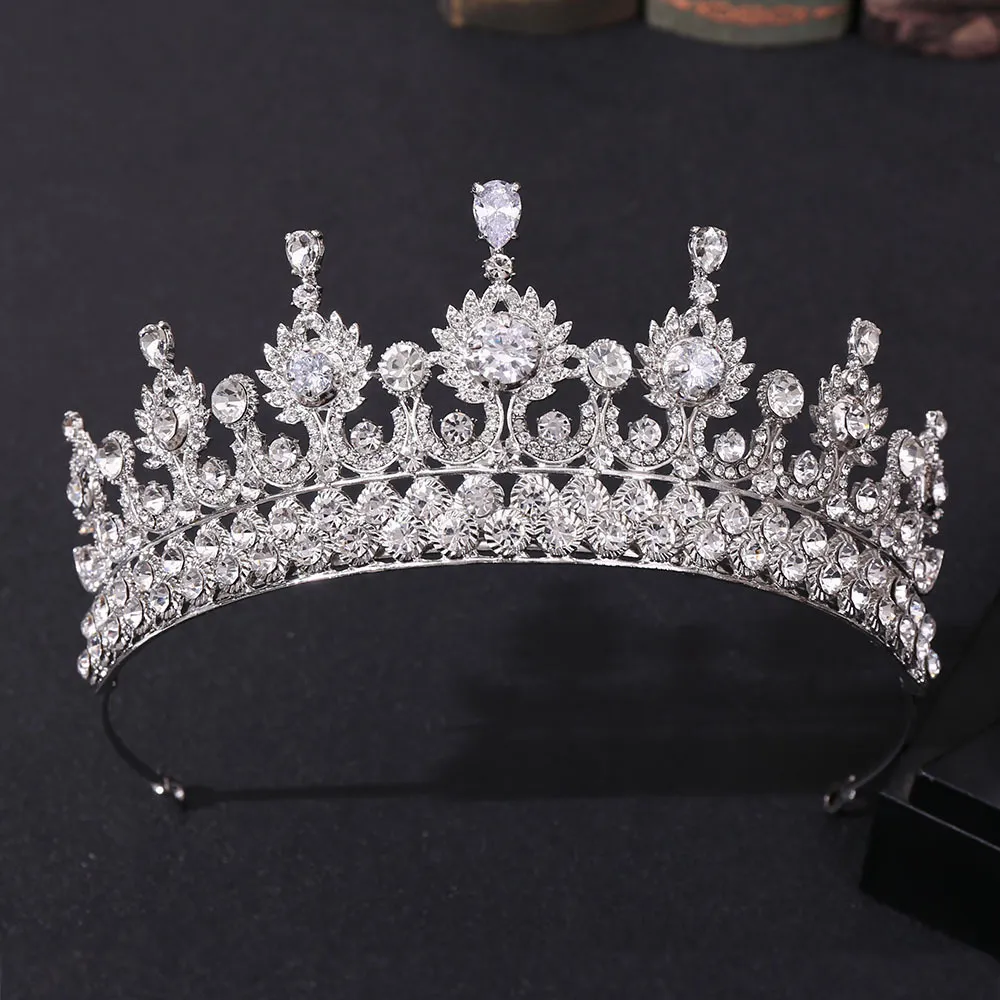 Baroque Luxury Queen Tiaras Cubic Zircon Wedding Crown Bridal Diadem Crystal Head Jewelry Headpiece Party Prom Hair Accessories