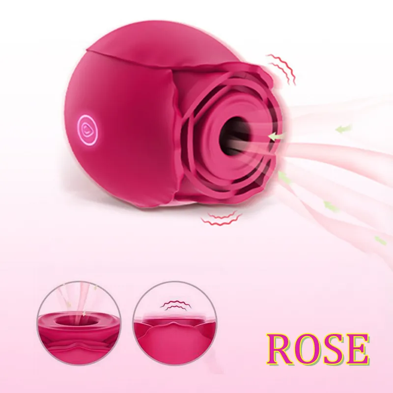 Rose Vibrator Bullets Clitoral Sucking Intense Suction Tongue Lick Clit Stimulator Nipple