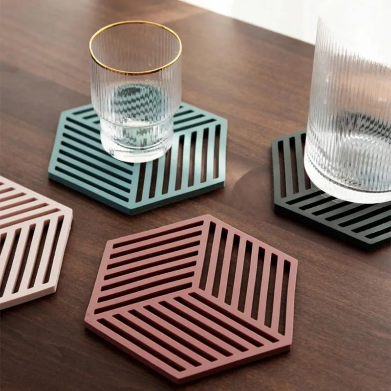 Mats Pads E8FF Siliconen Servies Isolatie Mat Hexagon Pad Bowl Placemat voor Thuis Tafel Decoratie Keukengereedschap