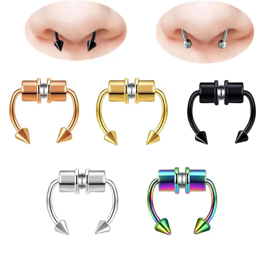 Fake piercing näsa ring legering näsa piercing hoop septum ringar för män kvinnor smycken gåvor mode magnetisk falsk piercing