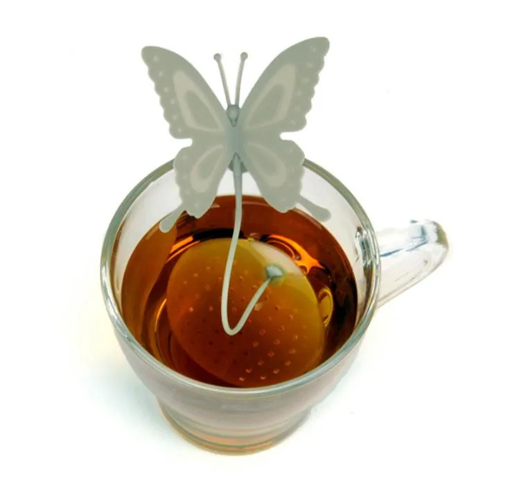 Silicone Butterfly Design Tea Strainer Loose Teas Leaf Maker Bag Strainers Coffee Infuser Filter Tools Cocorful SN2713