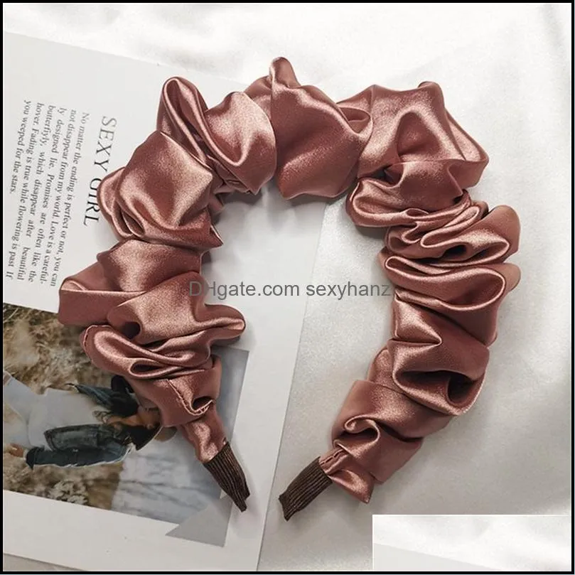 New Fashion Solid Color Headband Silk Cloth Hair Bands For Women Girls Handmade Hairband Hair Hoop Hair Accessories Headwear 841 R2