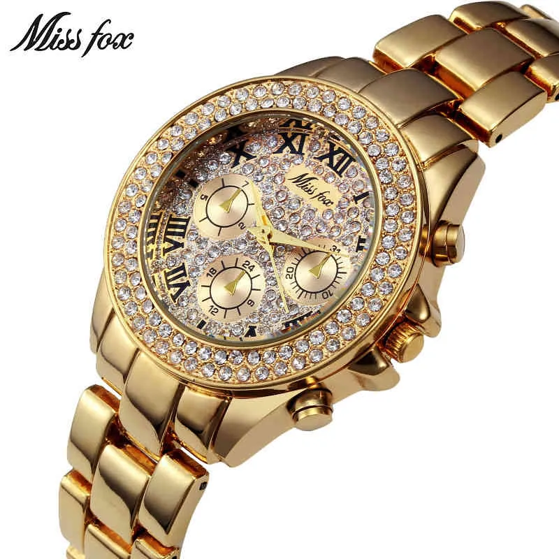 MISSFOX Miss Fox Brand Quartz 2018 Casual Gold Women es Waterproof Ladies Watch Bracciale Orologio in acciaio inossidabile