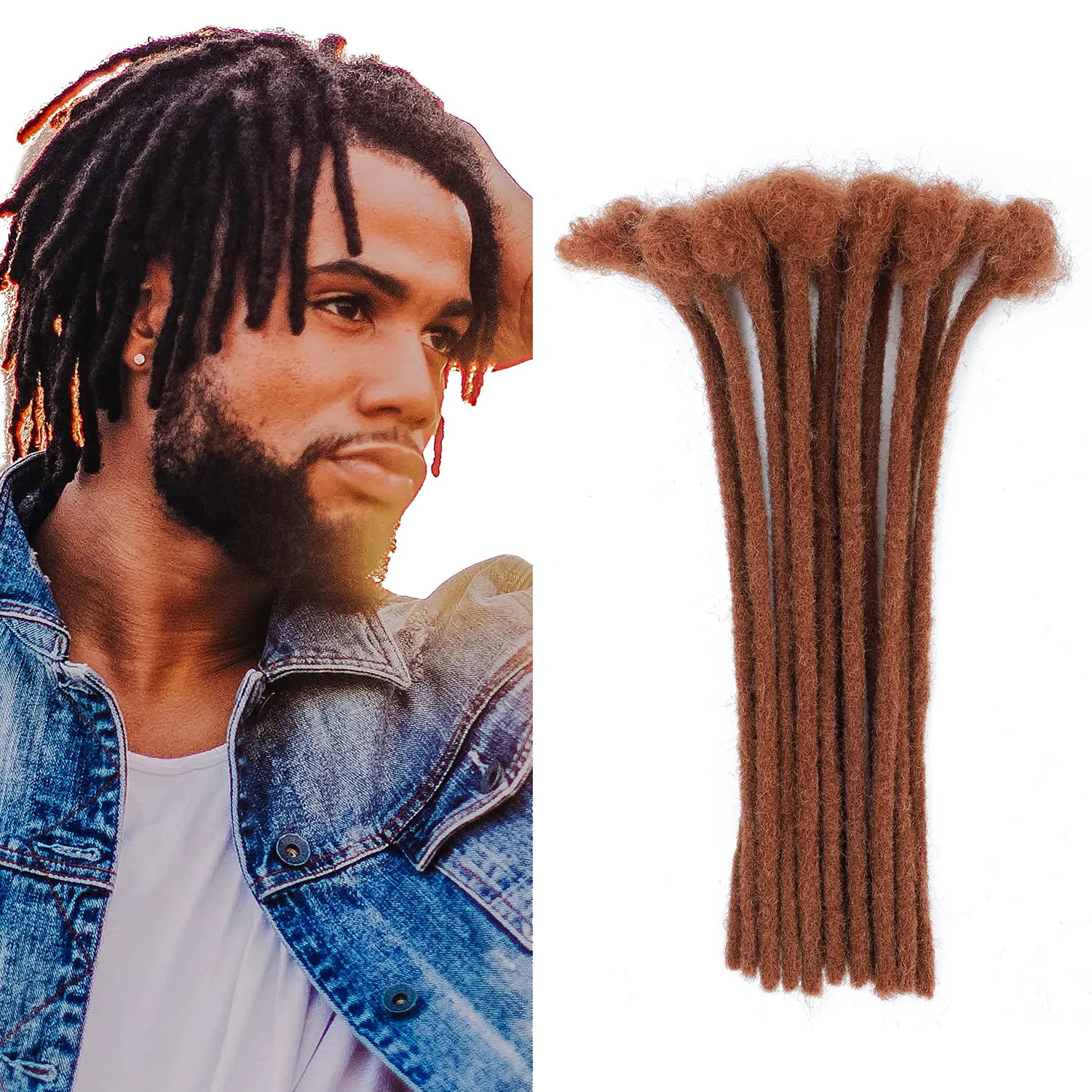 Luxnovolex Dreadlocks Menselijk Hair Extensions 30 Strengen 30 Kleur 0.6 cm Diameter Breedte Onverwerkte Maagd Volledig Handgemaakt permanent kan worden geverfd en gebleekt