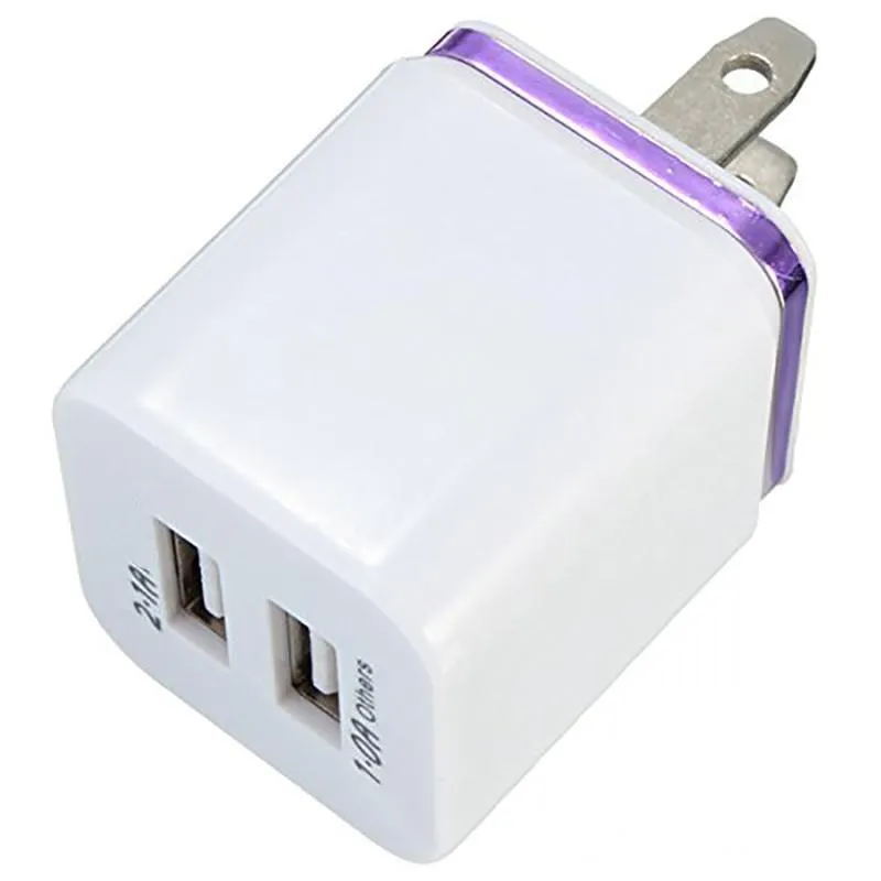 Kostnadseffektiv 5V 2.1 + 1A Double USB AC Travel US Wall Chargers Plug Dual Laddare för Samsung Galaxy HTC Smart Phone Adapter2